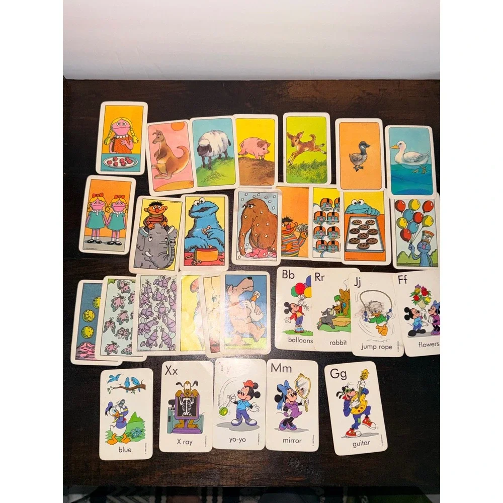 Vintage Disney Mickey Mouse & Sesame‎ Street Muppets Flash Cards Lot 1970s 1990